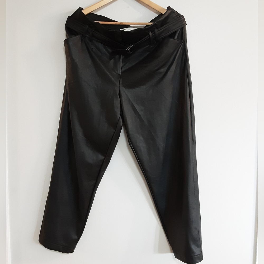 Cloe Petitie  Black Faux Leather Pants